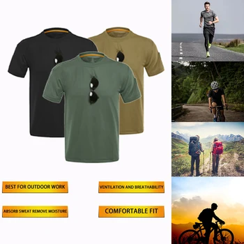 Мъжка лятна 2023, хит на продажбите, тактическа тениска, спортен дишаща градинска военна бързосъхнеща риза, тениска за туризъм, лов