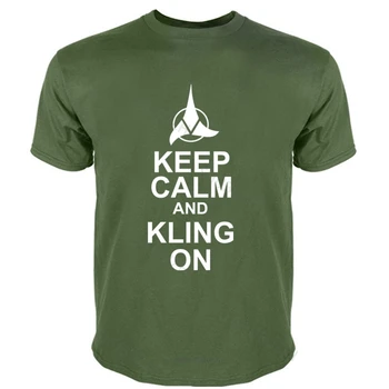 мъжка тениска с къс ръкав Keep Спокойно and Klingon тениска за момчета, Startrek Spock Syfy, модна тениска, мъжки блузи летни