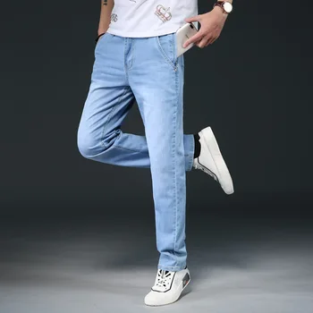 Мъжки класически дънки напреднали модна марка Jean Homme Man, меки еластични байкерские мъжки дънкови панталони, мъжки Панталони, гащеризони