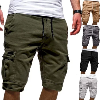 Мъжки къси панталони, обикновена шорти с завязками, Летни новости 2023, модерен мъжки шорти за бягане с мек джоб, ежедневни панталони за риболов