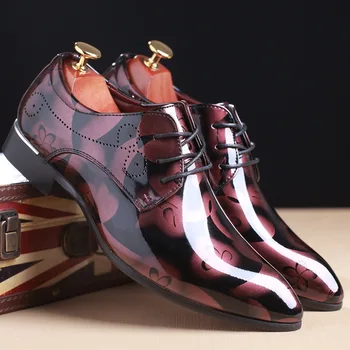 Мъжки модел обувки с Остър пръсти Смесени цветове, Социални Мокасини дантела в британския стил, Бизнес обувки в стил Дерби, Zapatos Hombre De Vestir