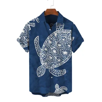 Мъжки хавайска риза, лятна риза с къс ръкав, оверсайз, Harajuku, социална лукс, Свободна и дишаща готическата реколта дрехи с принтом