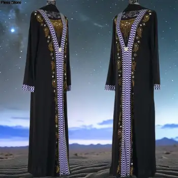 Мюсюлмански абаят в етнически стил, женски абайи с принтом, монофонични свободен халат casual, женски мюсюлманин за Близкия Изток, Арабия
