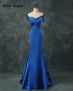 Наем на Нови вечерни рокли на Русалка с реален Образ, по-дълга празнична рокля, сини сатенени вечерни рокли, Китайски Онлайн магазин