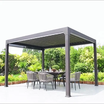 Най-новата рамка беседка с алуминиеви моторизованными щори на покрива на Модерен градина водоустойчив индивидуална биоклиматическая алуминиева пергола