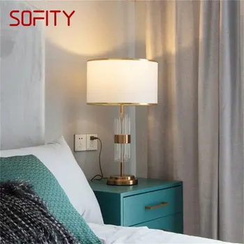 Настолна лампа SOFITY Модерна светодиодна настолна лампа с декорация във формата на кристали и злато, декоративна за домашна спални