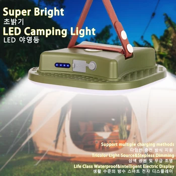 Нов 15600 ма 80 W Акумулаторна батерия led кемпинговый лампа с магнитен увеличение, преносим фенер, Осветление за палатки, Осветление за поддръжка