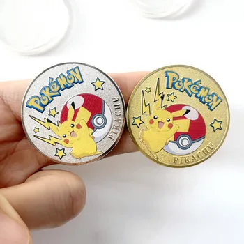 Нов Pokemon Монети Метал Сребрны Два Мьюта Монети Аниме Памяткова Монета Чаризард Пикачу Карти Pokemon Окрангл Метални Монети