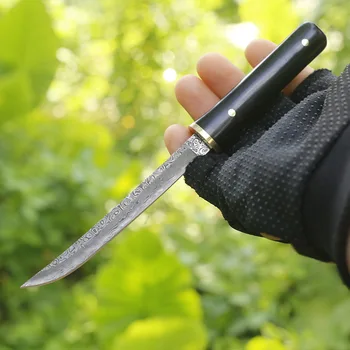 Нов директен нож от дамасской стомана, открит, висока твърдост, малък прав нож, походный альпинистский преносим нож, походный survi