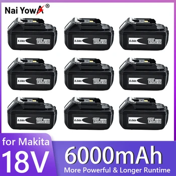 Нова Батерия 18V Makita 6000mAh, Зареждаема Батерия за Лаптопи с led литиево-йонна батерия заместител на LXT BL1860B BL1860 BL1850