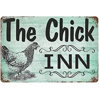 Нова Метална Лидице Знак Vintage Chick Inn Chicken Coop Курника Ранчо Търговски Център Селска Кооп Пиле за Дома, Хол