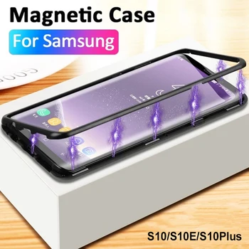 Нова мода е Подходящ за Samsung Galaxy S10 S10E S10Plus Магнитен крал двустранен стъклен калъф за вашия телефон