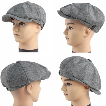 Нова мъжка шапка вестникарче в ретро стил Унисекс, диви ежедневни шапки-барети, шапки британски художници, дамски дишаща осмоъгълна шапка в стил хип-хоп
