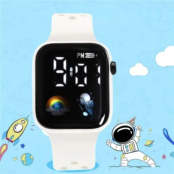 Нови led електронен часовник Rainbow Astronaut Square Спортни часовници за ученици, детски светещи цифров часовник Reloj Mujer Clock