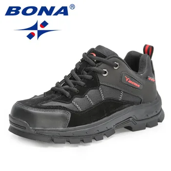 Нови дизайнерски нескользящие маратонки БОНА 2023, износостойкая туризъм обувки, мъжки обувки за бягане, удобна градинска лека обувки