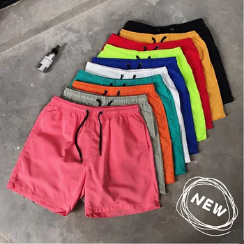Нови летни мъжки прости ежедневни панталони 2023 ярки цветове, капри, мъжки свободни плажни панталони