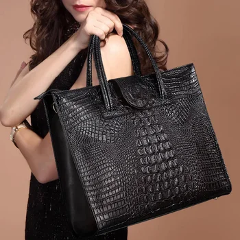 Нови модни луксозни дамски чанти от естествена кожа с крокодиловым модел, дамски чанти от естествена кожа, бизнес чанти за компютри