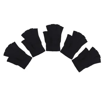 Нови черни плетени калъф за ръкавици Без пръсти, мъжки/дамски топли разтеглив, модерен зимни улични топли велосипедни аксесоари на половин пръст