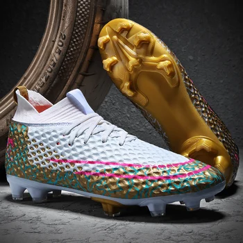Ново записване, футболни обувки, мъжки футболни спортни обувки със златни подметки, с шипове, обувки за професионално футзала