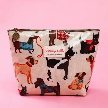 Новост 2019 г., креативни козметични чанти с хубаво шарките на кучета и котки, косметичка за пътуване, госпожа джоб, дамска чанта за пране, водоустойчив