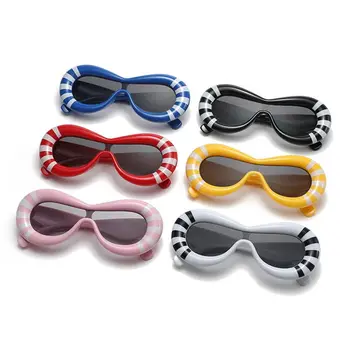 Овални слънчеви очила за мъже и жени, модерен ретро маркови дизайнерски очила, дамски слънчеви очила в ярки цветове, колоездене слънчеви очила