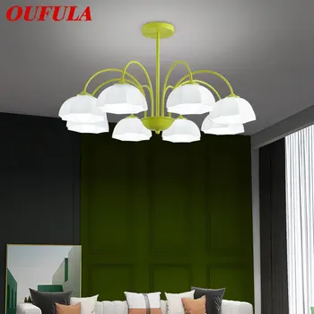 Окачен тавана лампа от зелено стъкло OUFULA LED, творчески прост дизайн, подвесная полилей за дома, хол, спалня