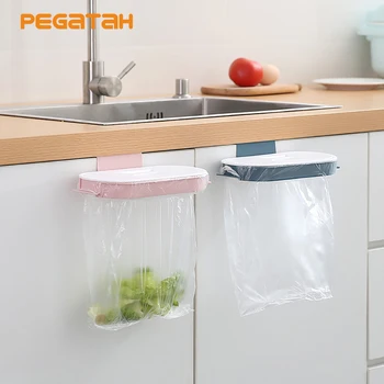 Окачен торба за боклук, преносим пластмасов кухненски стойка за съхранение на отпадъци, чанта с плетене на една кука, гъба за почистване, употреба за суха рафтове, Органайзер за кухни