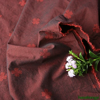 Оригиналната благородна однотонная жаккардовая червен памучен плат за дрехи