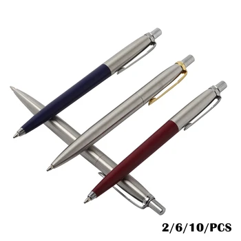 Офис дръжка, търговски метална химикалка писалка, подарък за канцеларски материали, автоматична химикалка химикалка с валяк за училището офис, 0,7 мм, зареждане с мастило-синьо