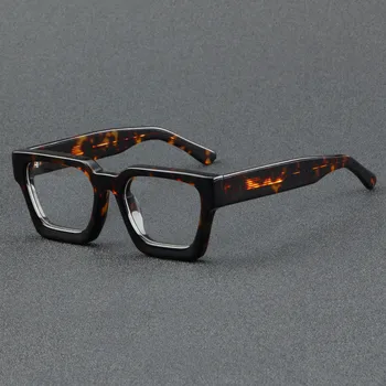 Очила за късогледство в квадратна рамка, ръчно изработени, ацетат, ретро Мъжки оптични очила, антирадиационные очила, Дамски слънчеви Очила