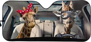 Плажна двойка PZZ, любители на жирафи, шофьори, сенника на предното стъкло на автомобила, блокиращ УЛТРАВИОЛЕТОВИТЕ лъчи, козирка, мат, сгъване на предното стъкло на автомобила