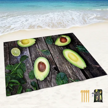 Плажна одеяло, водонепроницаемое, защитено от пясък, с вкусна авокадо, лек преносим подложка за пикник, идеален за пътуване на открито, на къмпинг, туризъм