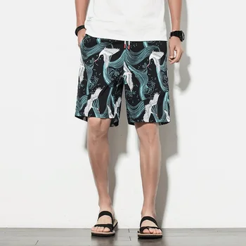 Плажни шорти, Панталони-кимоно, градинска дрехи, летни шорти за мъже 2020, Нови спално бельо, ежедневни мъжки къси панталони, плажни къси китайски панталони Man FF2741