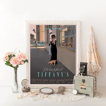Плакат с изображение на филма Одри Закуска в Тифани, Стенни рисувани с висококачествени принтом, модни стенни картина в стил ретро, за домашен интериор дневна