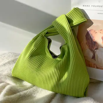 Плиссированная чанта-тоут голям капацитет 2022, нова дамска дизайнерска чанта от мека изкуствена кожа, луксозни маркови чанти за рамо