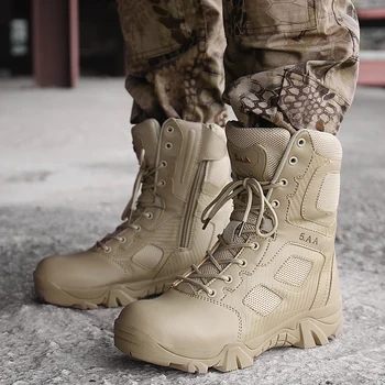 По-големи размери 39-47, тактически мъжки обувки за пустинята, износоустойчиви армейските обувки, мъжки модерен туристически мъжки армейските ботильоны Zapatos