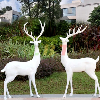 Подсилени със стъклени влакна пластмаса оцветена скулптурен парк елен, зелено пространство на открито, голяма имитация на животински пейзаж на открито