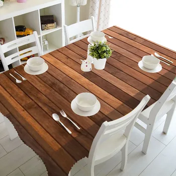 Правоъгълна покривка с дървена текстура и принтом за украса на масата, водоустойчив покривка за журнального маса, защита от петна