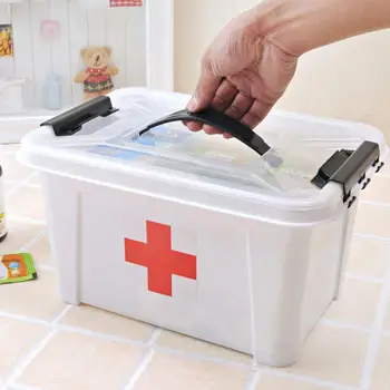 Преносим пластмасов куфар за домашната медицина, медицински хапчета, аптечка за първа помощ, кутия за съхранение, преносим здрав удобен за употреба кутия за съхранение