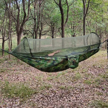 Преносим походный хамак с двойно предназначение с комарите мрежа, тежкотоварни подвесная легло от парашютной тъкан