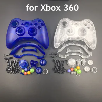 Прозрачен бял/прозрачен син цвят, дело на безжичния контролер, обвивка за Xbox 360, корпус, подмяна на своята практика с набор от бутони