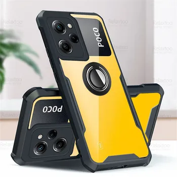 Прозрачна Акрилна устойчив на удари Калъф За Poco Pro X5 5G Poko Poxo X 5 5X PocoX5 X5Pro С Околовръстен Стойка За Защита на вашия Фотоапарат, Калъф За Телефон