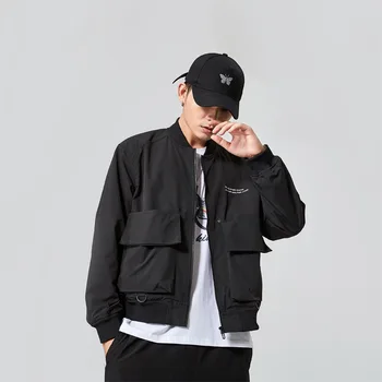 Пролетно-есенна модна марка мъжко яке с дълбок джоб, палто, черно случайни топ, свободна от корейска версия, умбал