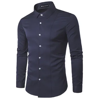 Пролетно-есенна новост 2023, ежедневна мъжка мода, однотонная тениска-поло яка-часова Henry Neck, облегающая риза поло с дълги ръкави и деколте-часова Henry Neck, облегающая риза