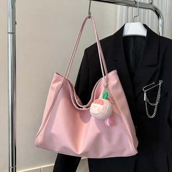 Прости дамски чанти през рамо от изкуствена кожа с голям капацитет, дамски чанти-портфейли за пътуване до работа, модни дамски пътна чанта-тоут с цип