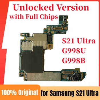 Разблокированная Оригиналната дънна Платка За Samsung Galaxy S21 Ultra 5G G998U G998B 128 gb дънна Платка с процесор exynos Full Чипове Logic Board