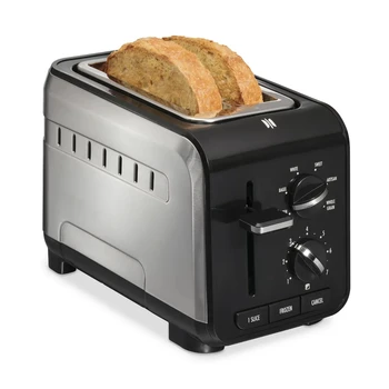 Регулируеми настройки тостер с 2 филийки и по-дълъг слот за хляб, ръчно изработени и специални хлебни изделия, матово покритие от неръждаема стомана 22994