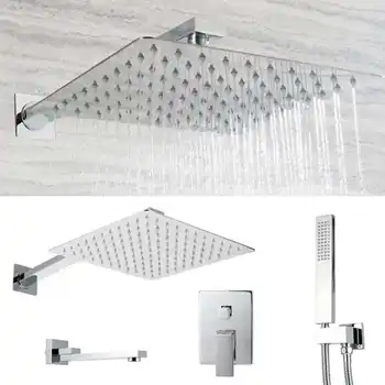 Резба G1/2 инча, монтиране на стена, скрит комплект за душ в банята, Горна дюза, ръчна дюза за душата, кран, комплект за душ система в банята