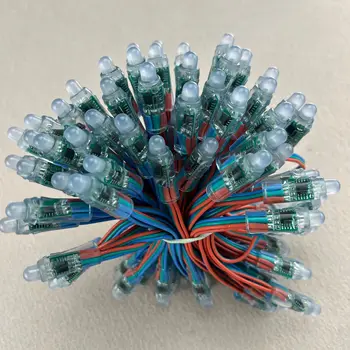 Резистор спад на напрежението/DC12V/вземане 100pcs/направление/тип куршум/ RGB адресуемый 12 мм WS2811 led пиксельный възел, цветен проводник RGB 18AWG, IP68