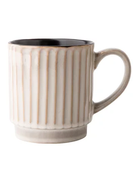 Реколта чаша с релефни вертикални модел Lotte, американски керамични чаши с голям капацитет, чашата за кафе, домашен офис чаша за мляко 500 мл
